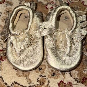 Elegant Gold Moccasins for Kids